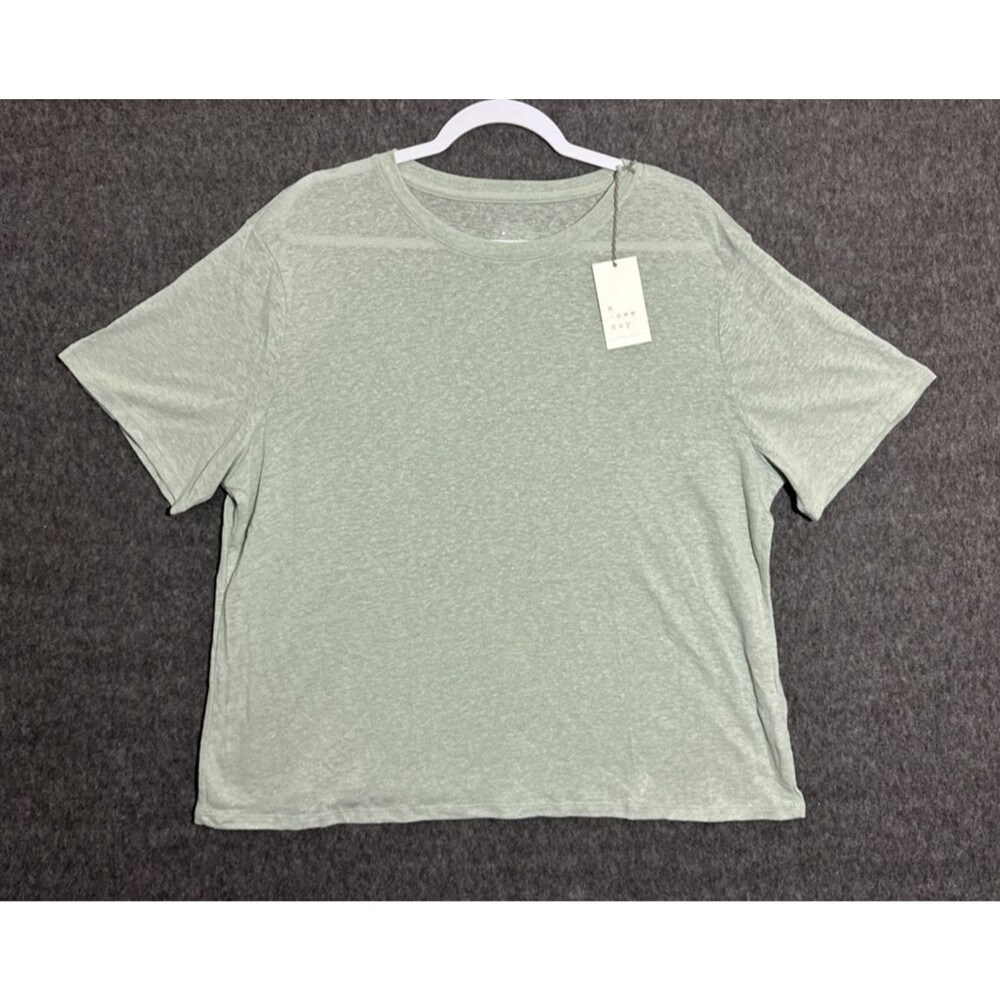 A New Day Women's Blouse Short Sleeve Green Extra Large